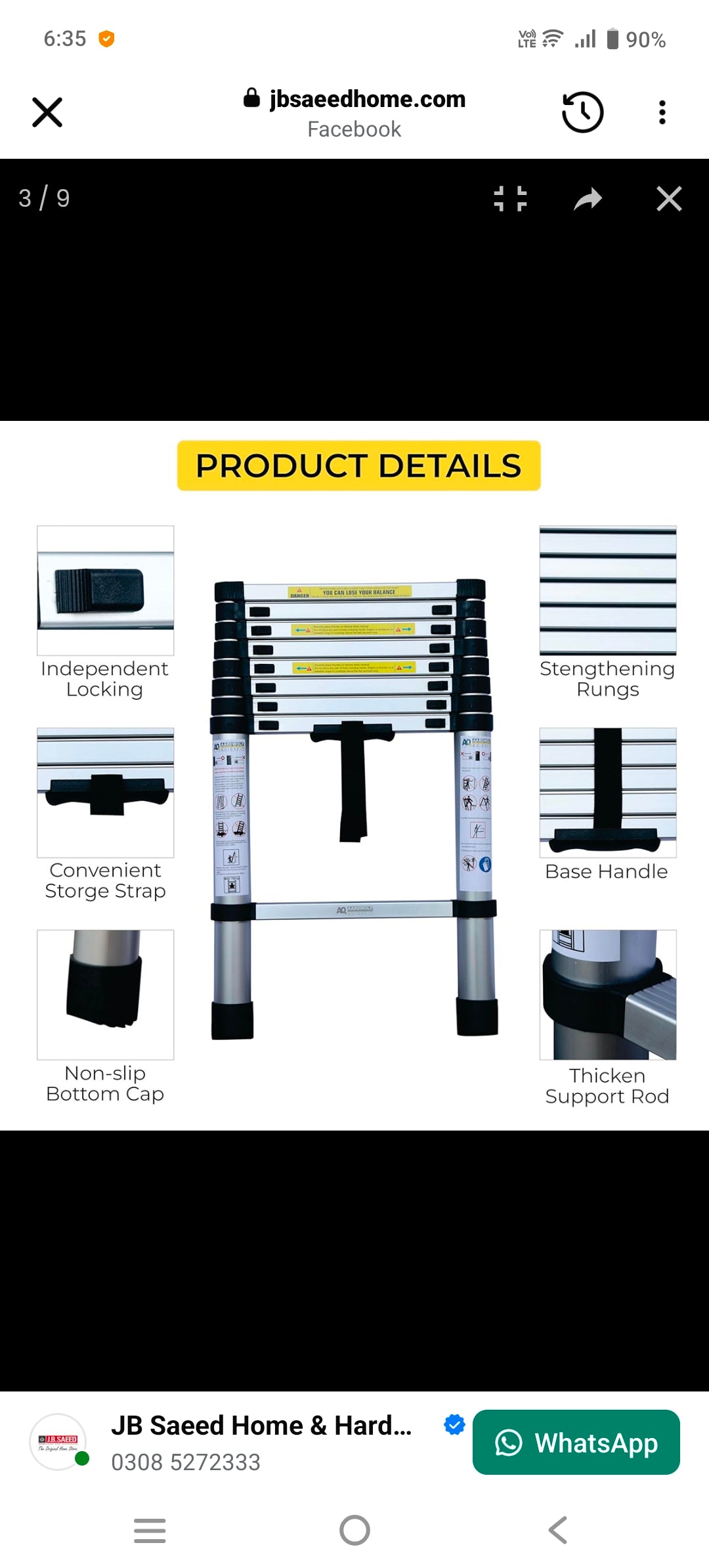 Single Aluminum Side Telescopic Foldable Ladder