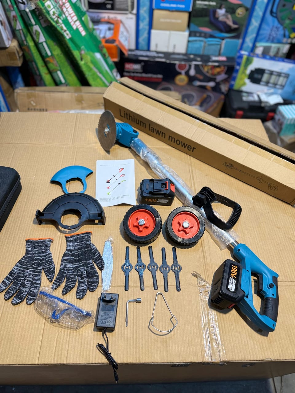 Rechargeable Grass Cutting Machine with 2 Batteries – Portable Lawn Trimmer