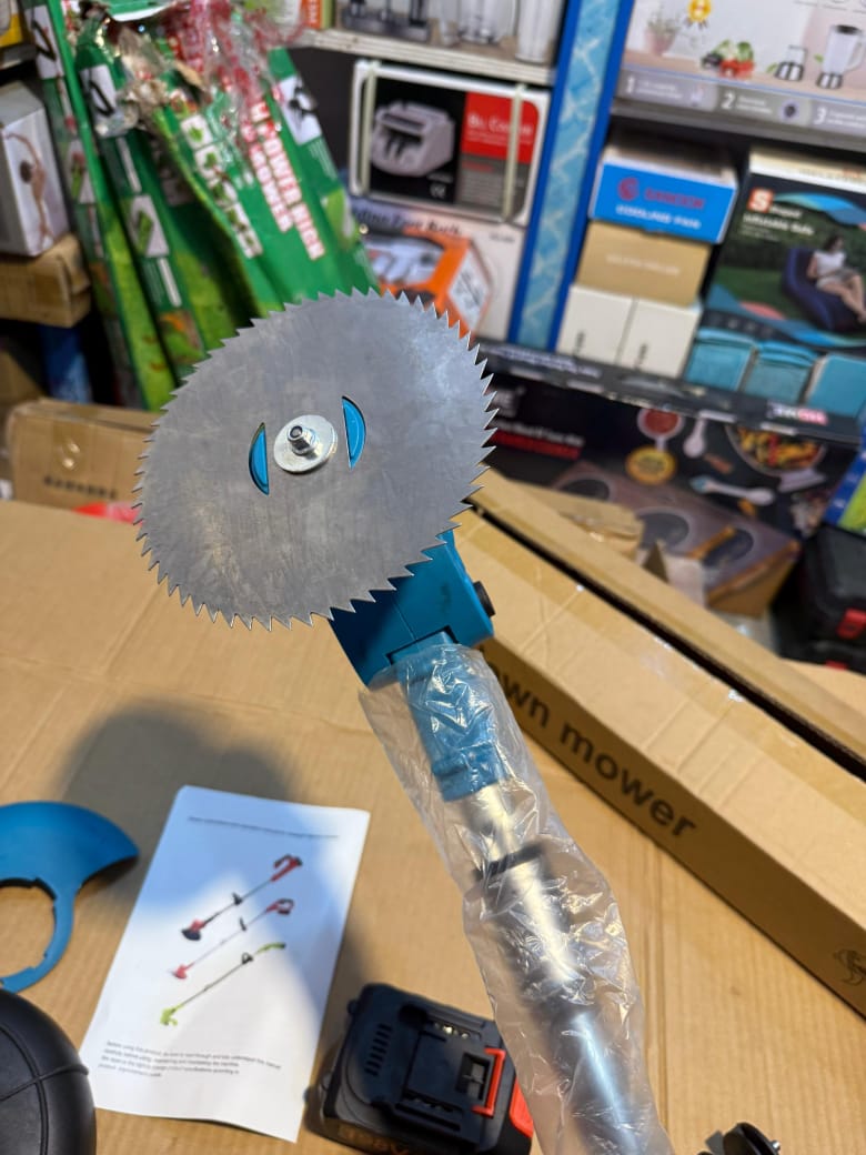 Rechargeable Grass Cutting Machine with 2 Batteries – Portable Lawn Trimmer