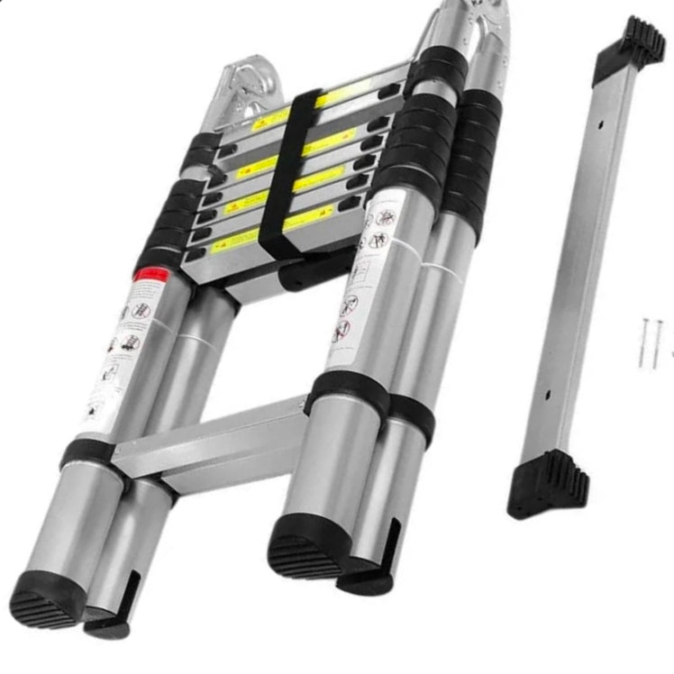 Double-Sided Telescopic Aluminum Ladder  Step Folding Extension Ladder with Balance Bar