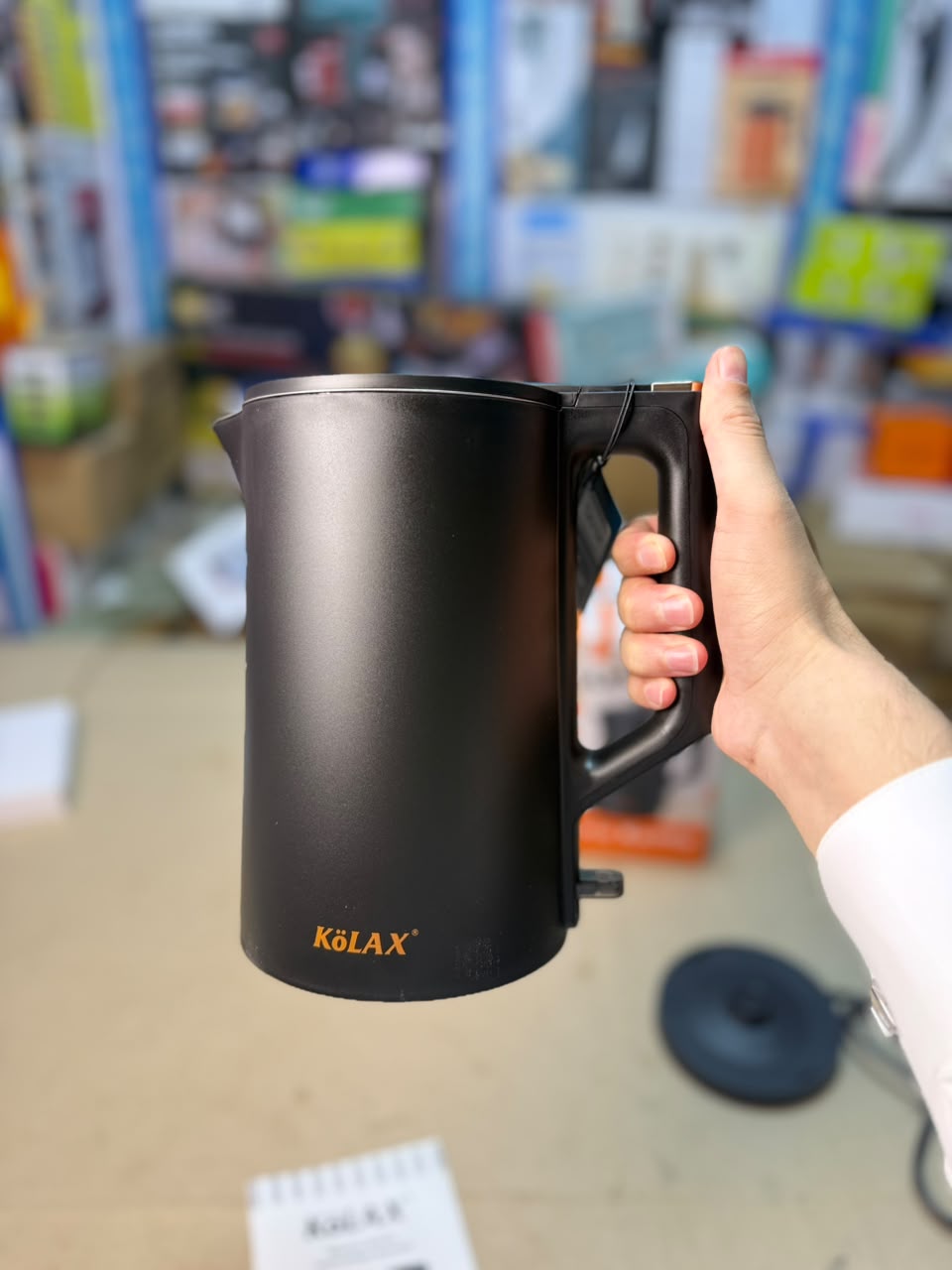 KOLAX Electric Kettle 901601 - Double-Wall Matte Black, Auto Shut-Off
