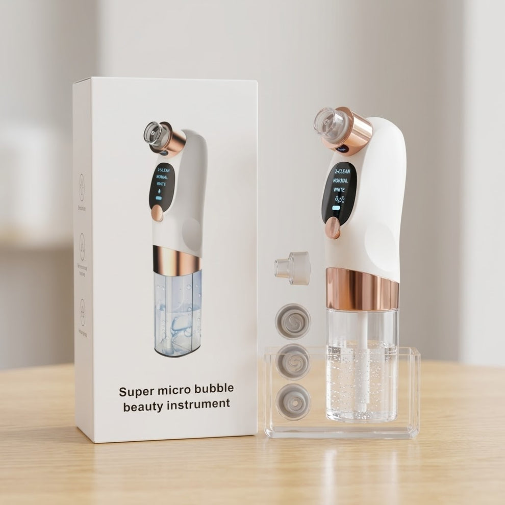 Super Micro Bubble Beauty Instrument - Facial Pore Cleansing Device with 3 Suction Heads