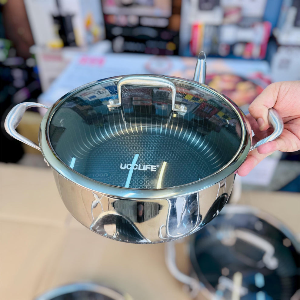 9 pcs cookware set tri-ply stainles steel