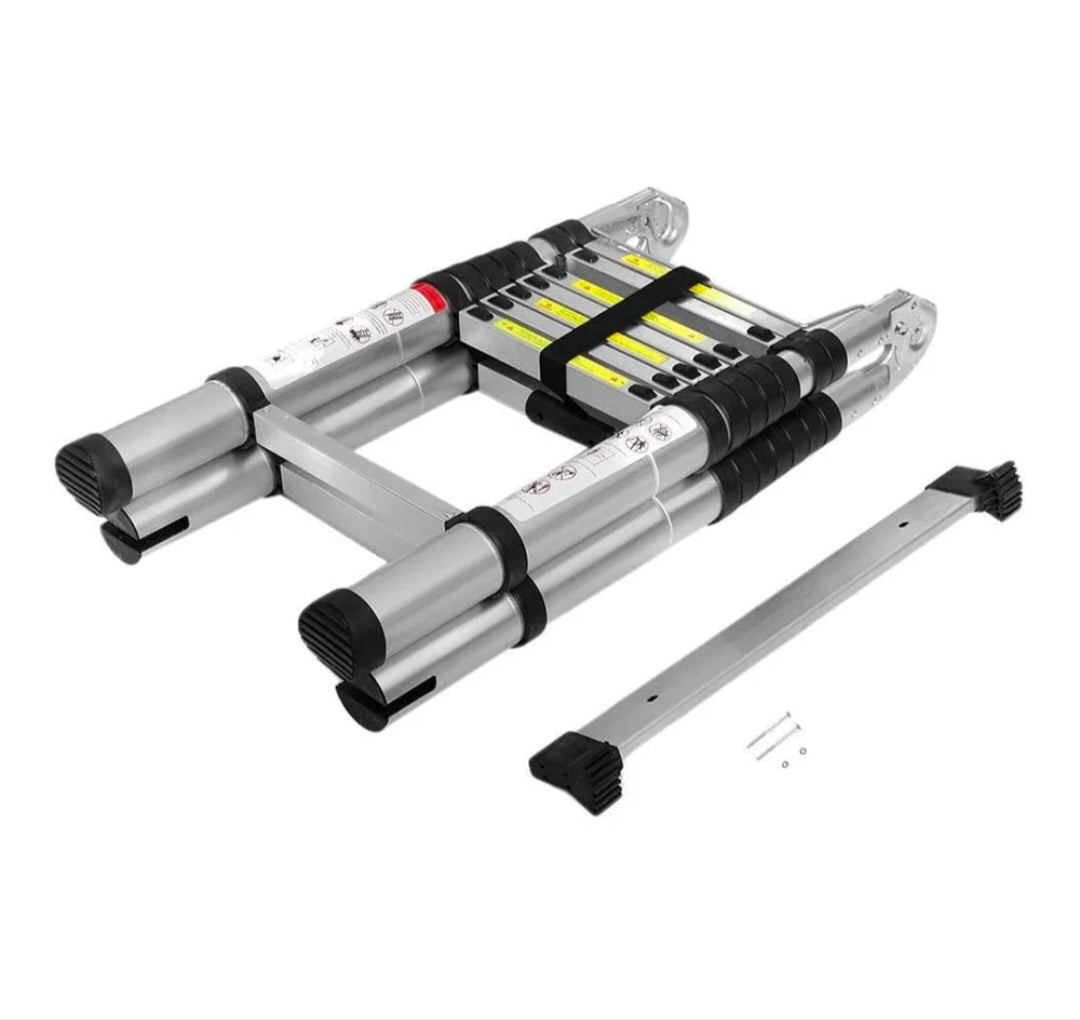 Double-Sided Telescopic Aluminum Ladder  Step Folding Extension Ladder with Balance Bar