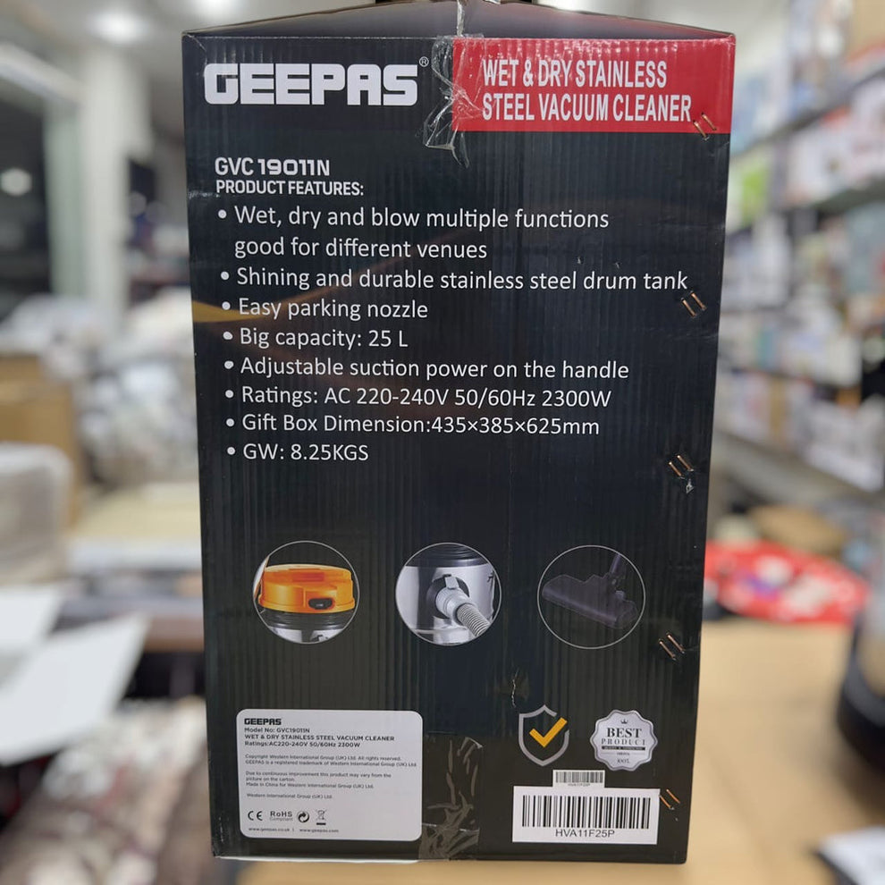 Geepas 25L Wet & Dry Vacuum Cleaner & Blower 19011