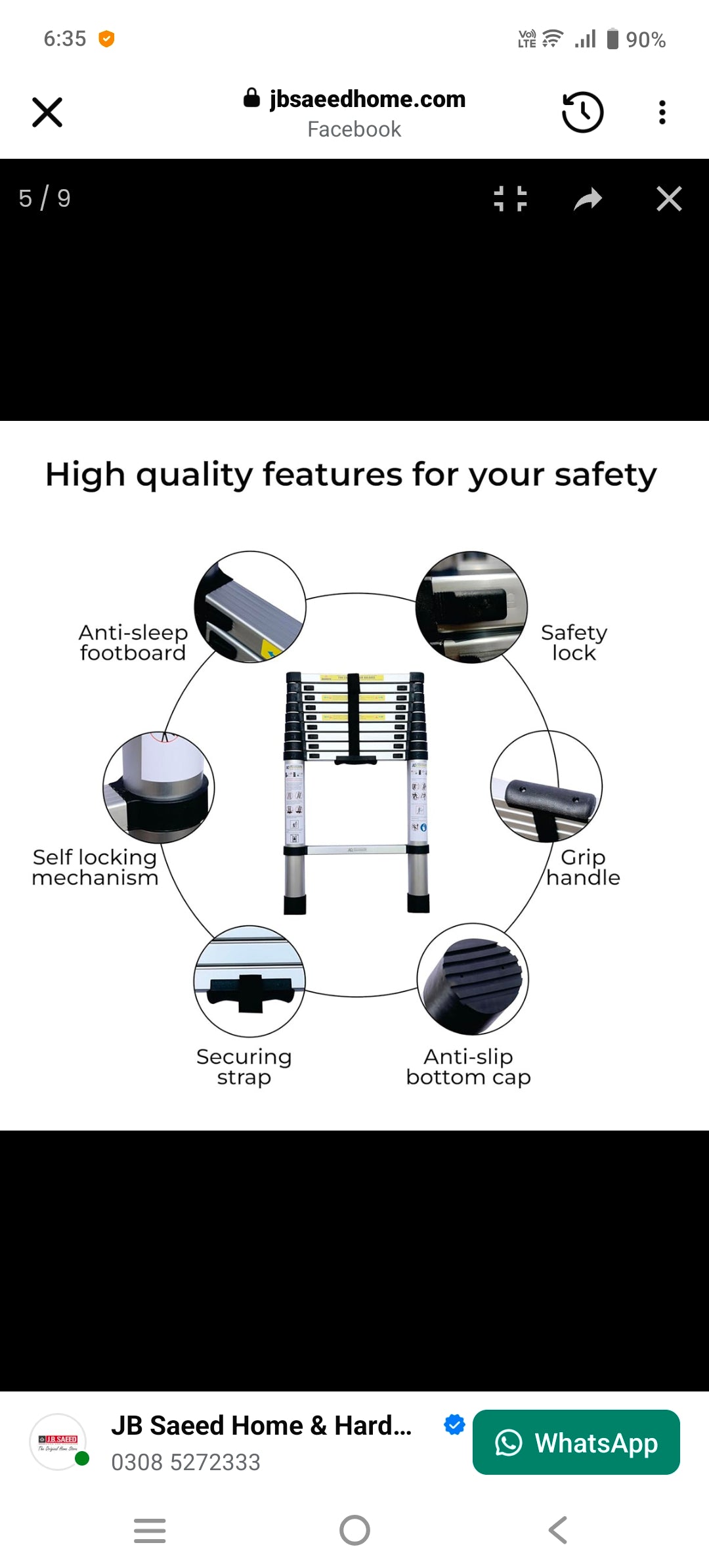 Single Aluminum Side Telescopic Foldable Ladder