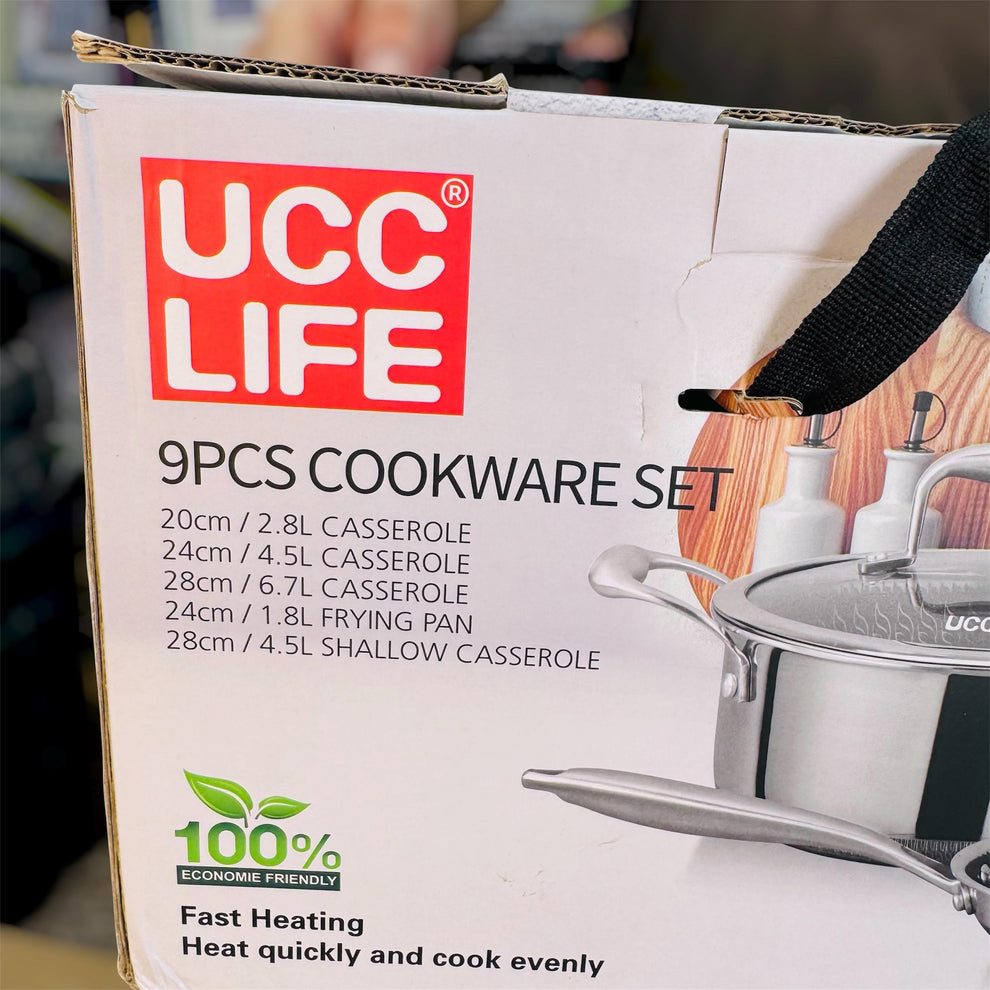 9 pcs cookware set tri-ply stainles steel