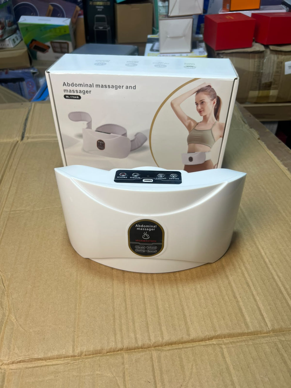 Abdominal Massager Belt ML-116A/B - Heat Therapy Rechargeable Waist &amp; Belly Massager