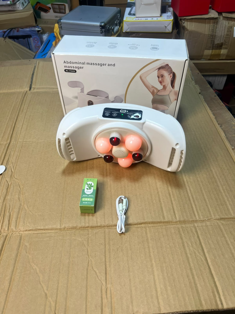 Abdominal Massager Belt ML-116A/B - Heat Therapy Rechargeable Waist &amp; Belly Massager