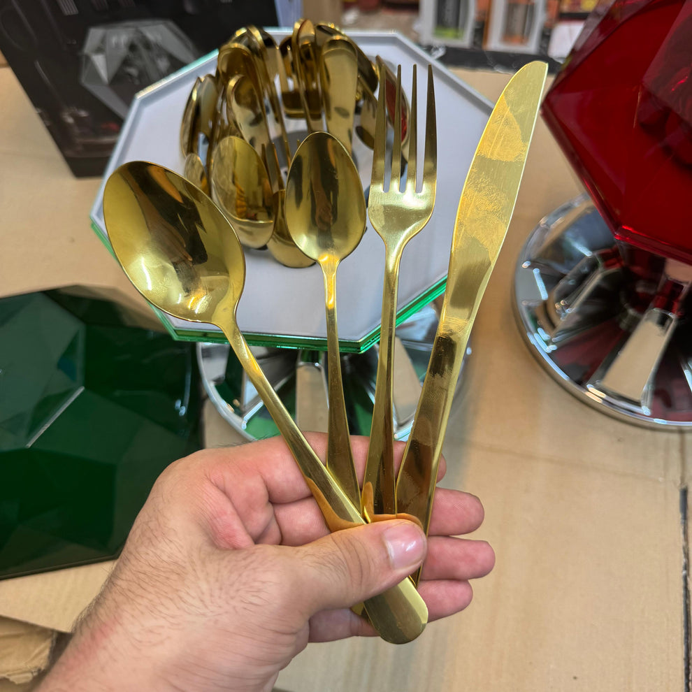 Diamond cutlery golden 24 pcs set