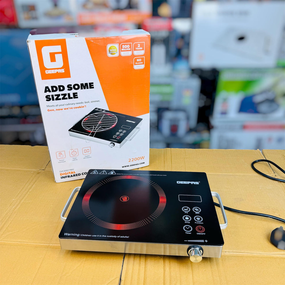 Geepas GIC6921NV Digital Infrared Hot Plate – 2200W Single Burner with LED Touch Display
