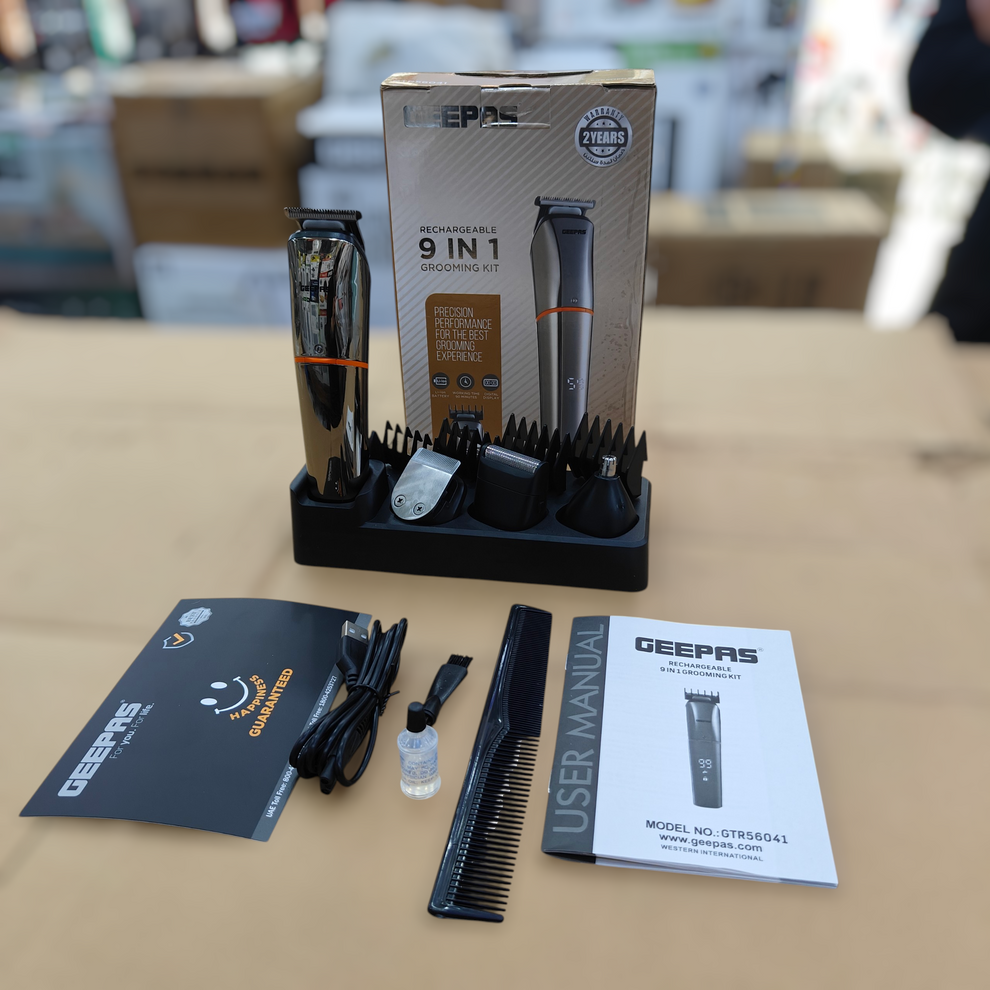 Geepas rechargeable 9 in 1 grooming kit 56041 (waterproof) ( hair trimmer set)
