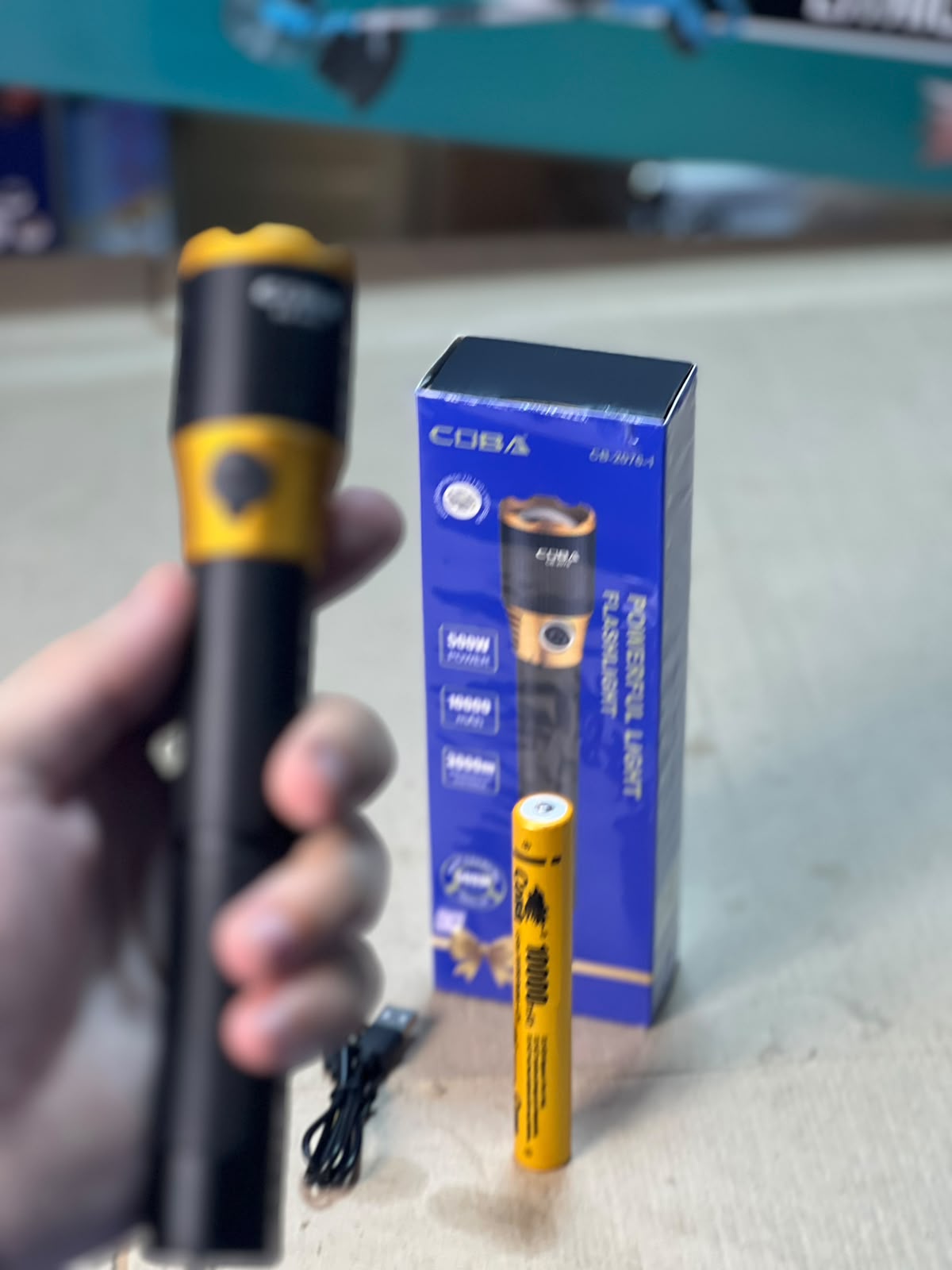 COBA CB-2076 500W Powerful Rechargeable LED Flashlight – 10000mAh, 3000m Irradiation