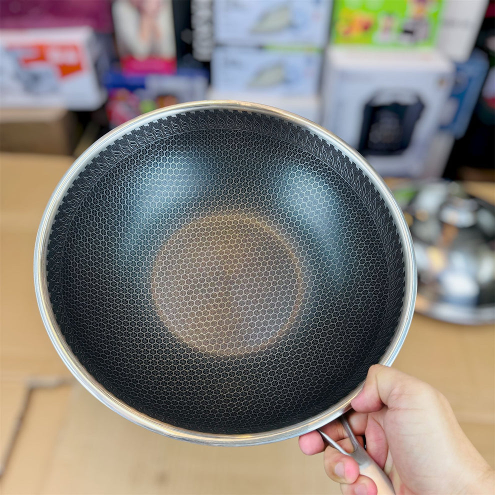 32 cm Honeycomb lesser coating deep fry pan with food stamer