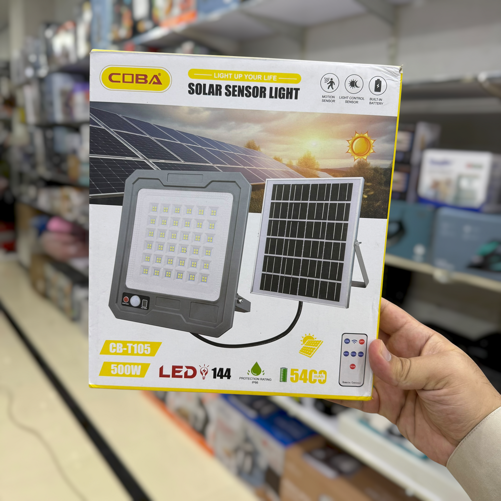COBA CB-T105 500W Solar Sensor Light – 144 LED Motion Sensor Outdoor Flood Light with Remote Control