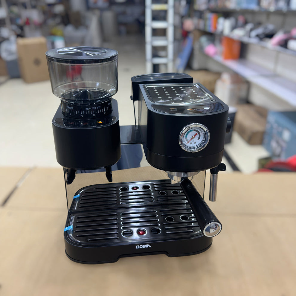 BOMA BM-6897 2-in-1 Espresso Coffee Maker with Built-in Grinder - 2000W, 20 Bar Pump, 1.6L Tank
