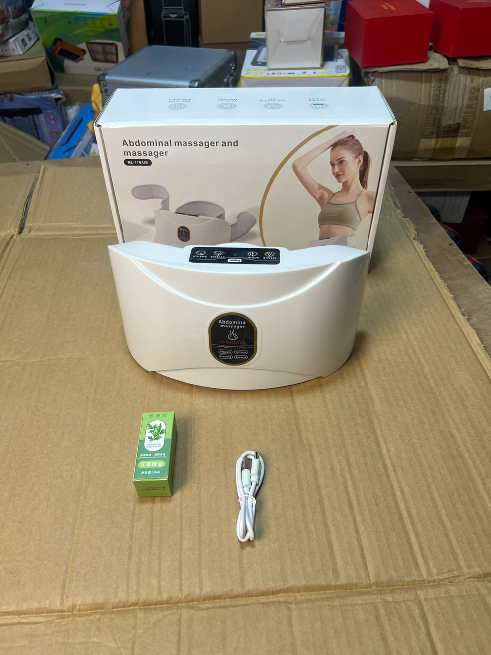 Abdominal Massager Belt ML-116A/B - Heat Therapy Rechargeable Waist &amp; Belly Massager