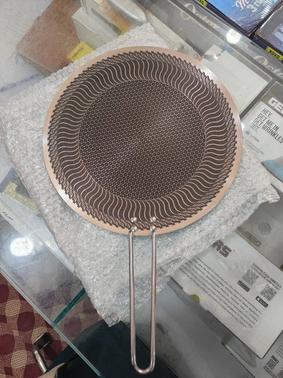 Lot imported 34 cm single steel handle honeycomb lesser coating tawa
