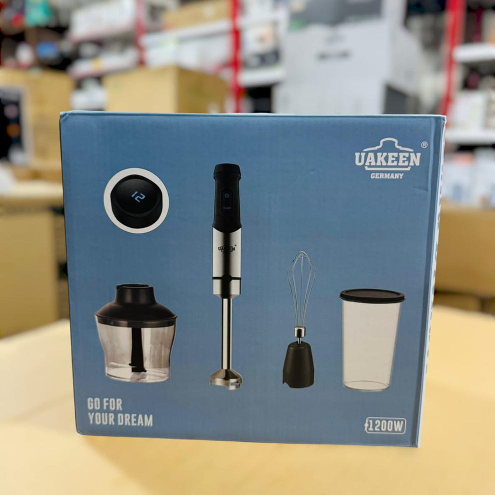 Uakeen Digital 4 in 1 Hand Blender Set ZL-515 – Multifunctional Blender with Chopper, Whisk & Beaker