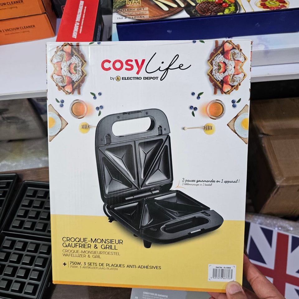 0riginal France Cosylife 3-in-1 Sandwich Grill and Waffle maker