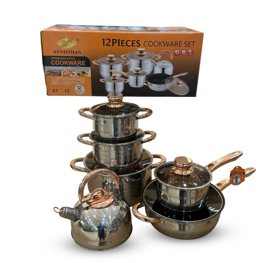 Stniithan 12Pcs Stainless Steel Cookware Set ST-5182