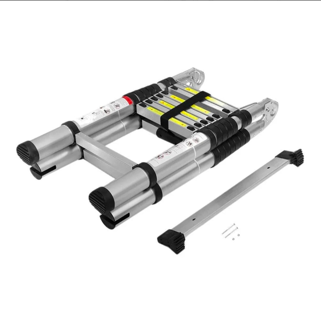 Double-Sided Telescopic Aluminum Ladder  Step Folding Extension Ladder with Balance Bar