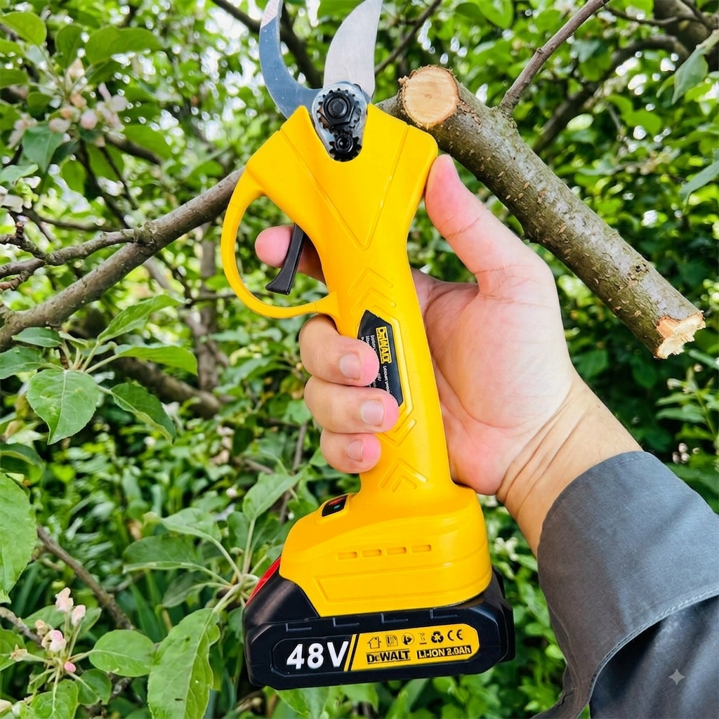 DeWalt 48V Cordless Electric Pruning Shear – Battery-Powered Garden Trimmer