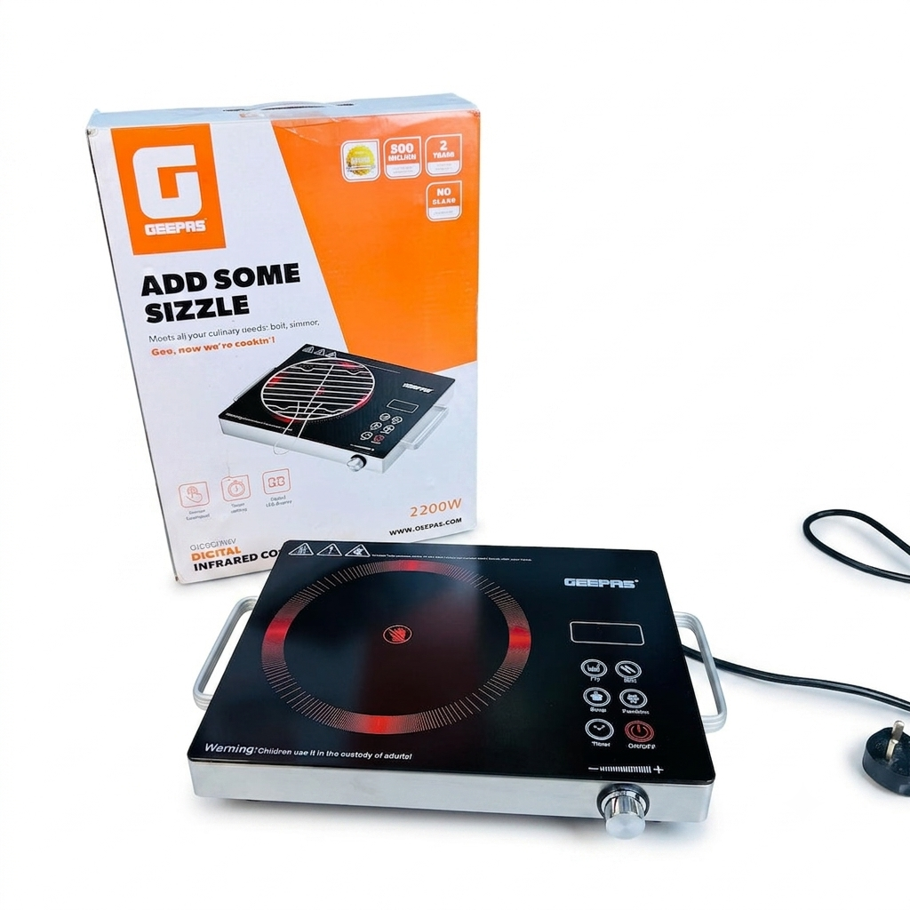 Geepas GIC6921NV Digital Infrared Hot Plate – 2200W Single Burner with LED Touch Display