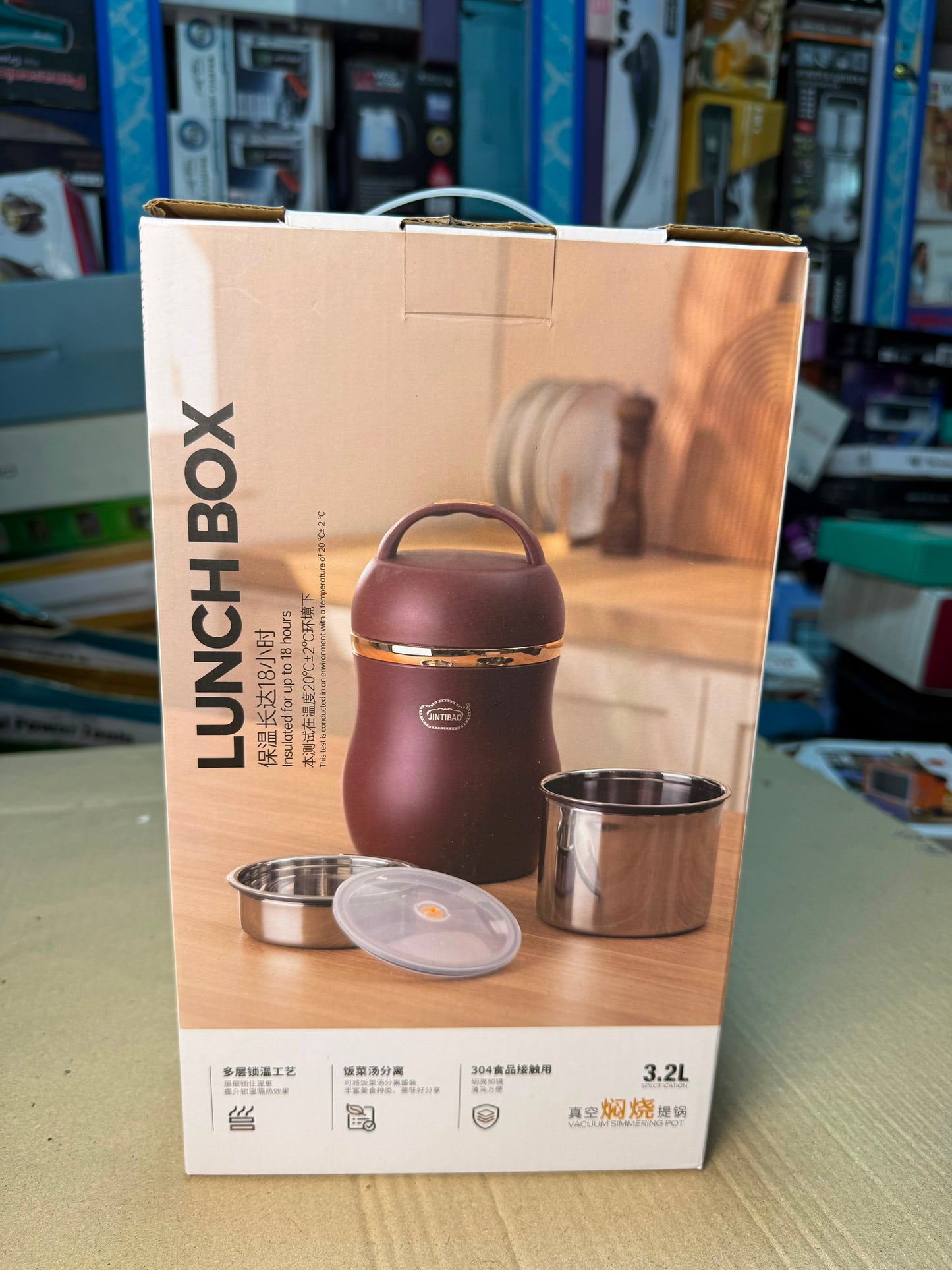 JINTIBAO 3.2L Stainless Steel Vacuum Lunch Box & Food Thermos