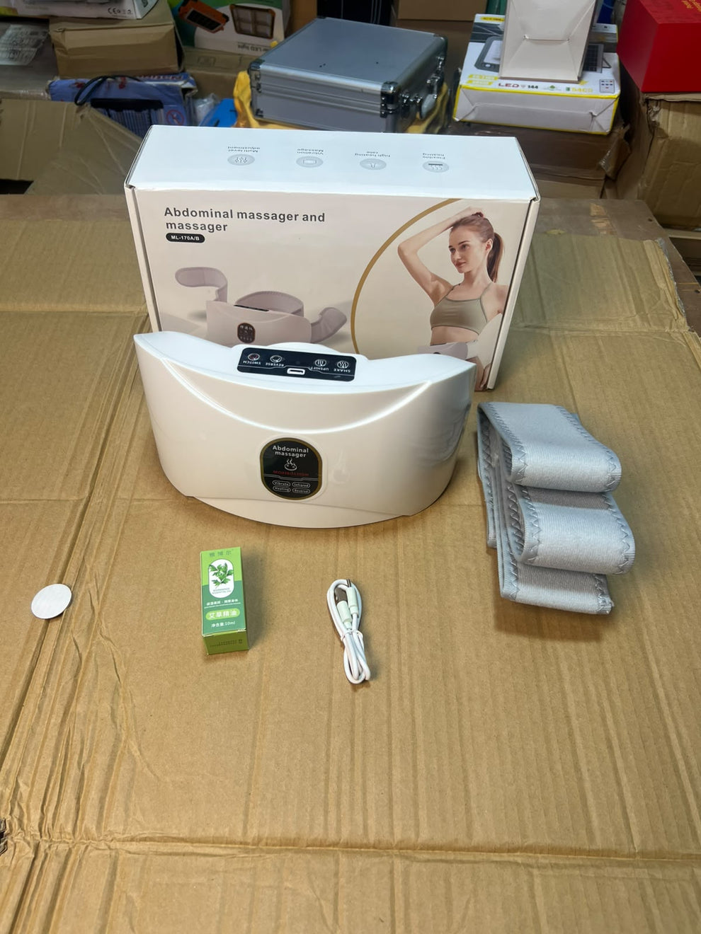 Abdominal Massager Belt ML-116A/B - Heat Therapy Rechargeable Waist &amp; Belly Massager