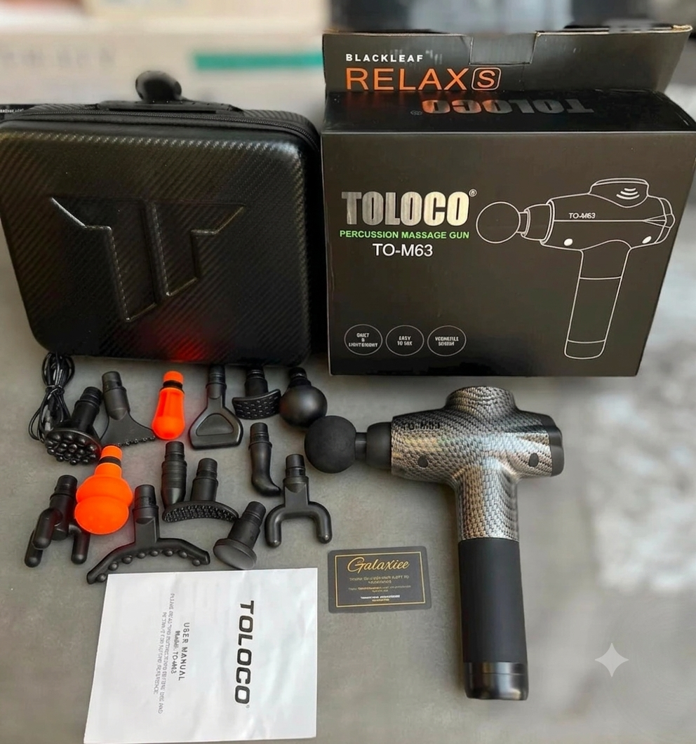 TOLOCO M63 Percussion Massage Gun – Deep Tissue Muscle Massager with Multiple Massage Heads & Carrying Case