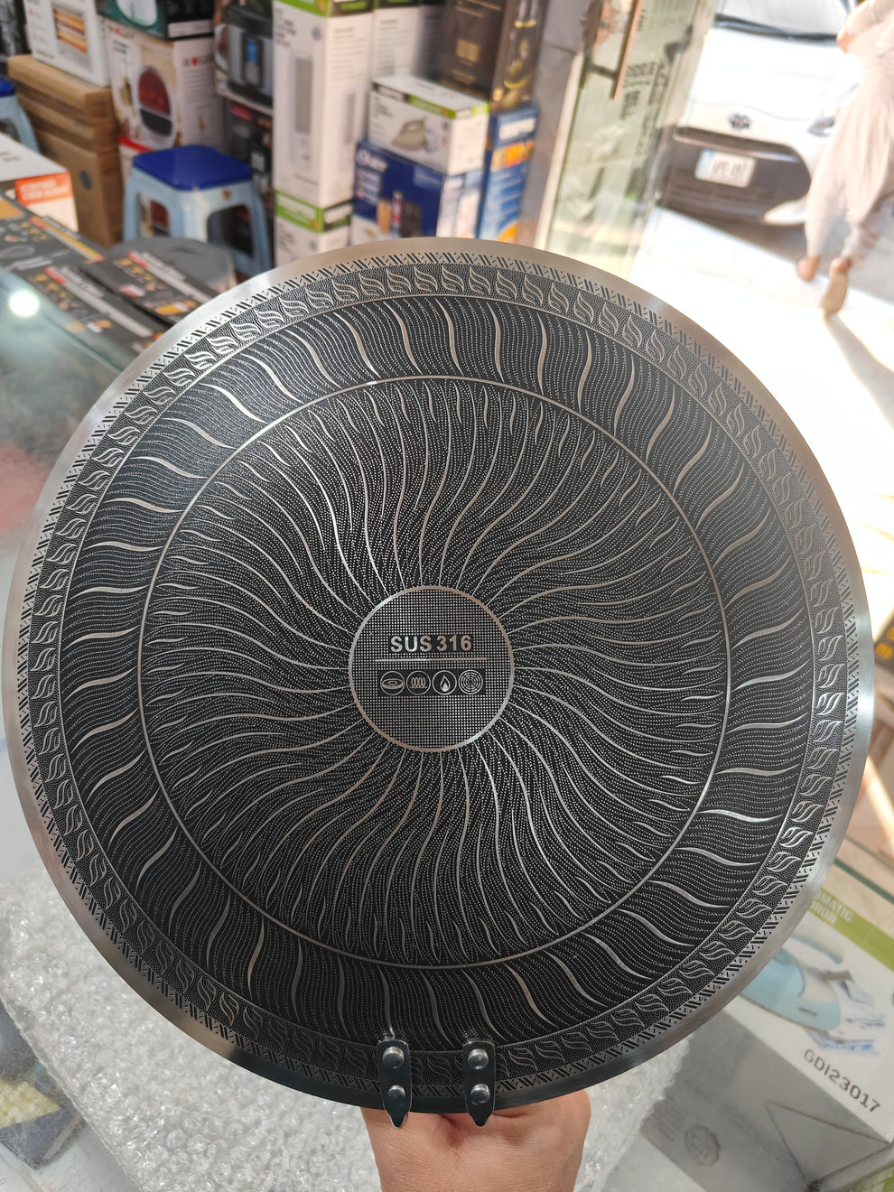 Lot imported 34 cm single steel handle honeycomb lesser coating tawa