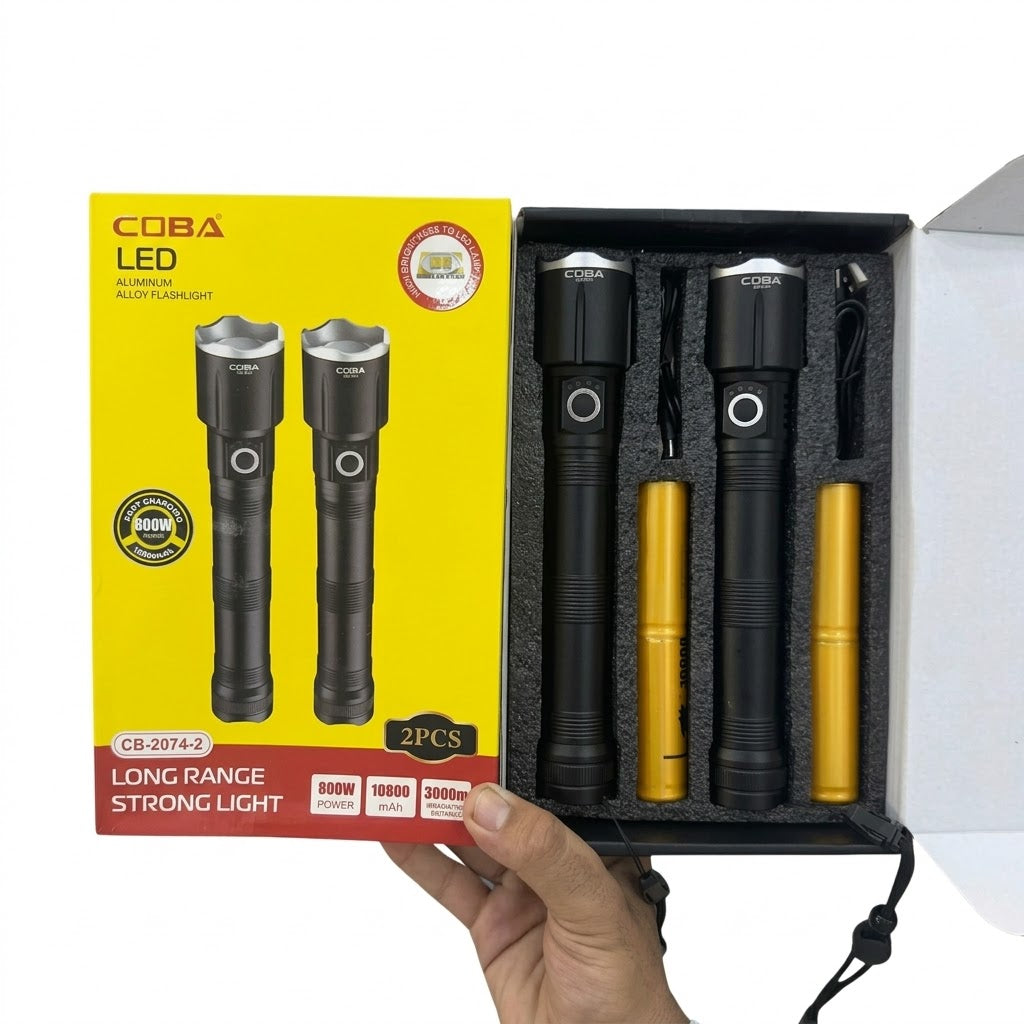 COBA 2-Piece LED Aluminum Alloy Flashlight Torch Set CB-2074-2