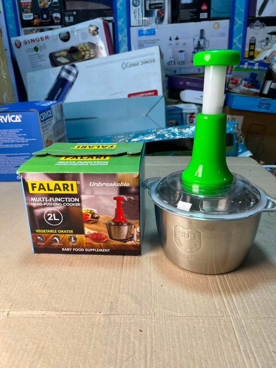 FALARI 2L Multi-Function Hand-Pushing Vegetable Chopper & Food Processor