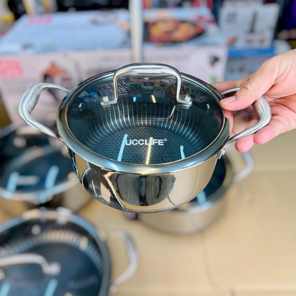 9 pcs cookware set tri-ply stainles steel