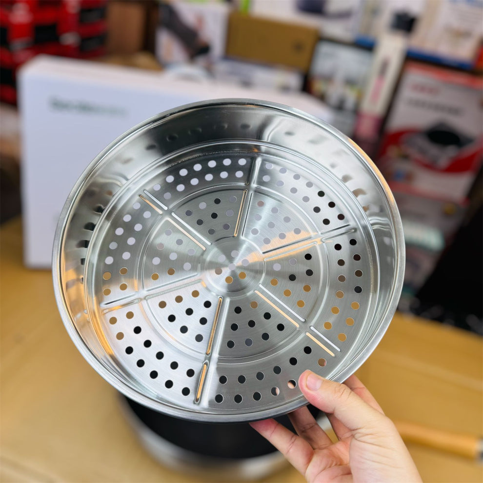 Top Quality 2 in 1 HoneyComb Laser Coated Deep fry Pan & Steamer