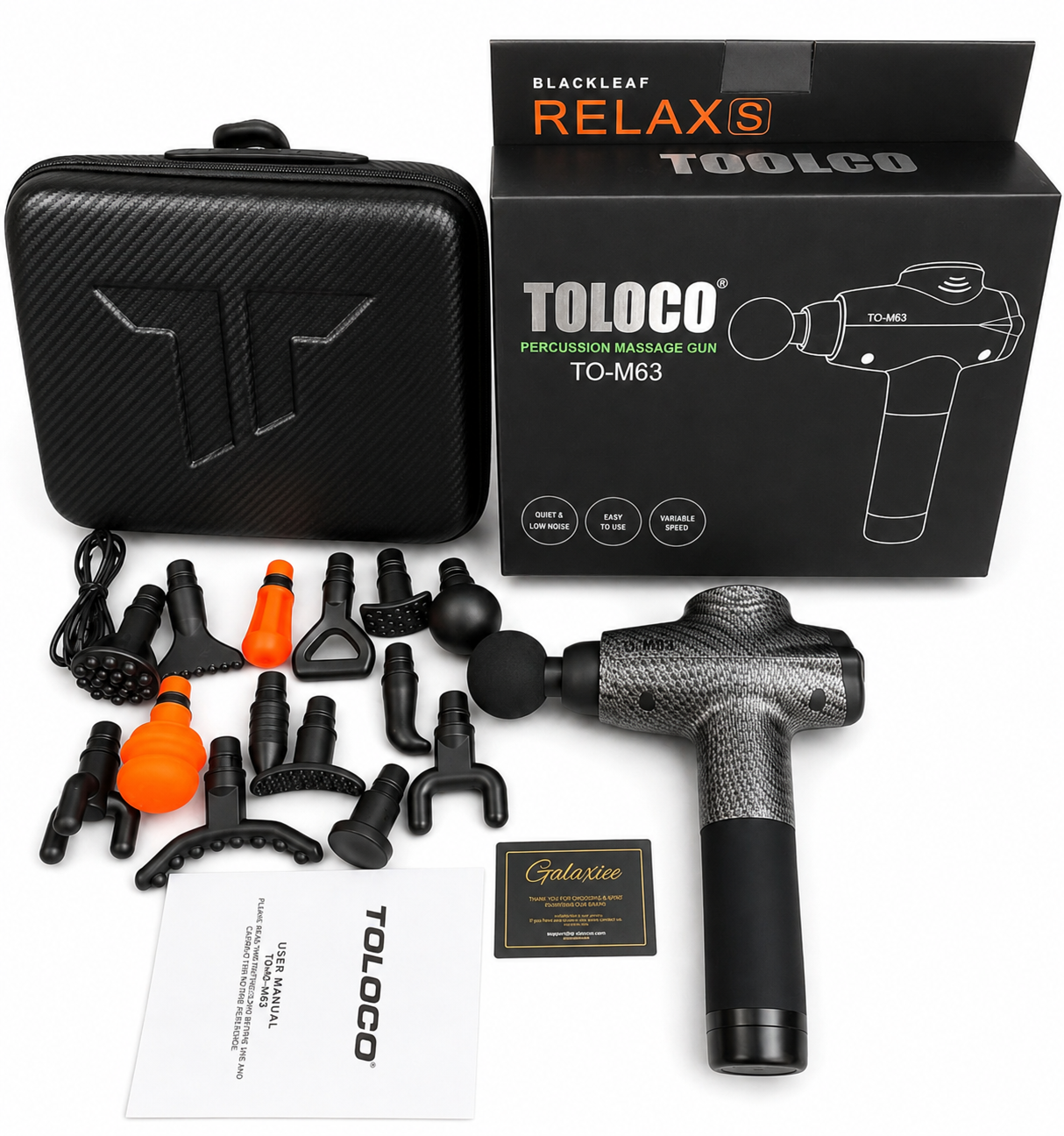 TOLOCO M63 Percussion Massage Gun – Deep Tissue Muscle Massager with Multiple Massage Heads & Carrying Case