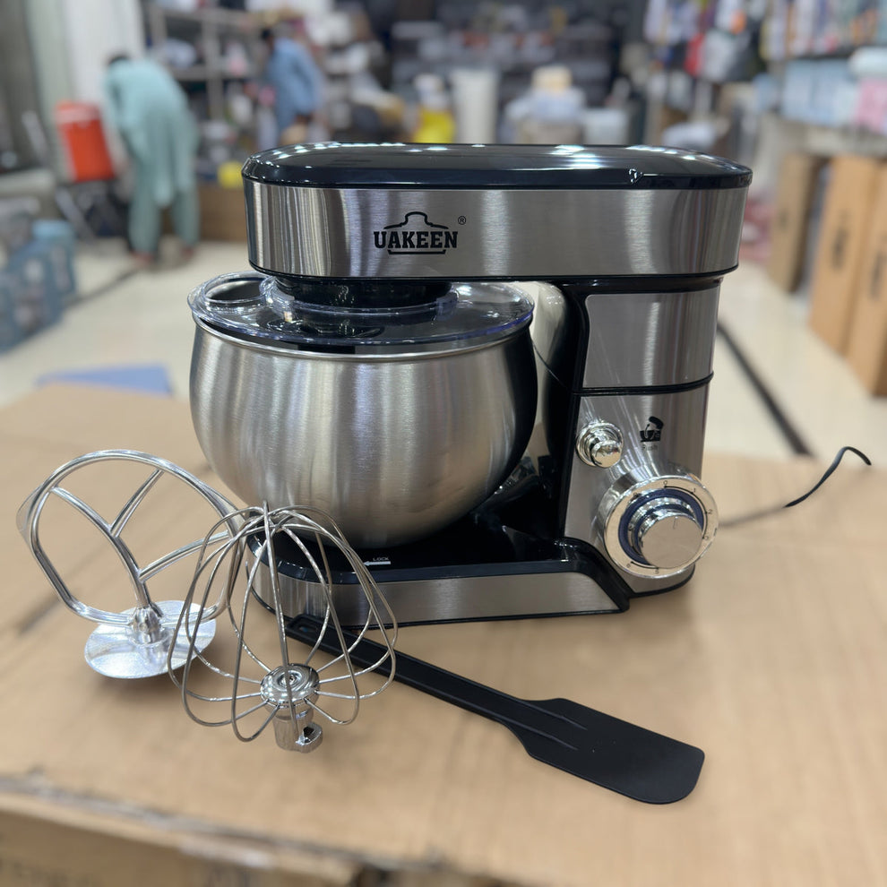 UAKEEN 5.5L Stainless Steel Stand Mixer | 1600W Professional Dough Kneader & Egg Whisk (Model ZL-1603