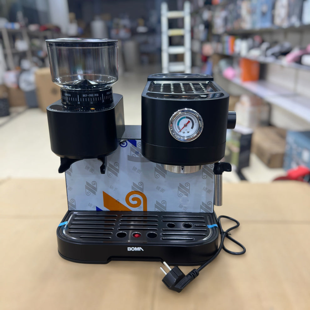 BOMA BM-6897 2-in-1 Espresso Coffee Maker with Built-in Grinder - 2000W, 20 Bar Pump, 1.6L Tank