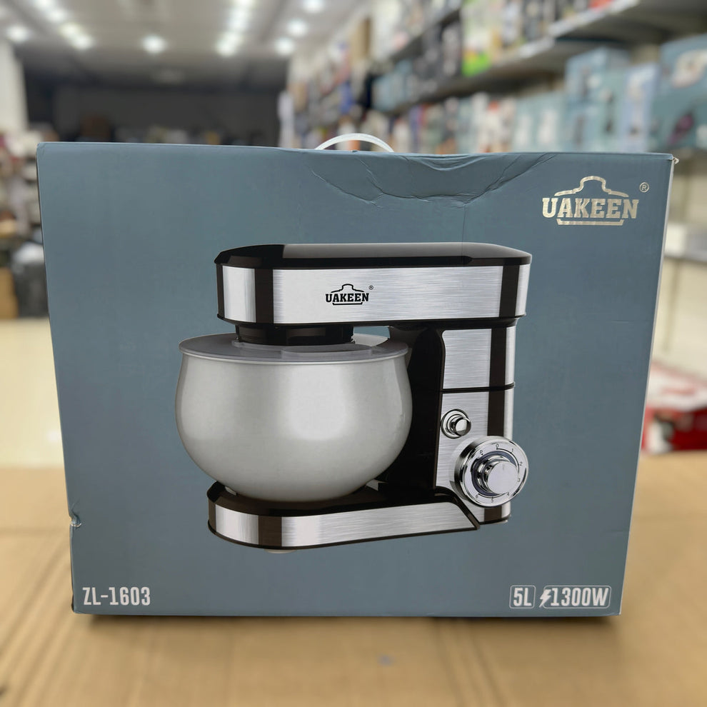 UAKEEN 5.5L Stainless Steel Stand Mixer | 1600W Professional Dough Kneader & Egg Whisk (Model ZL-1603