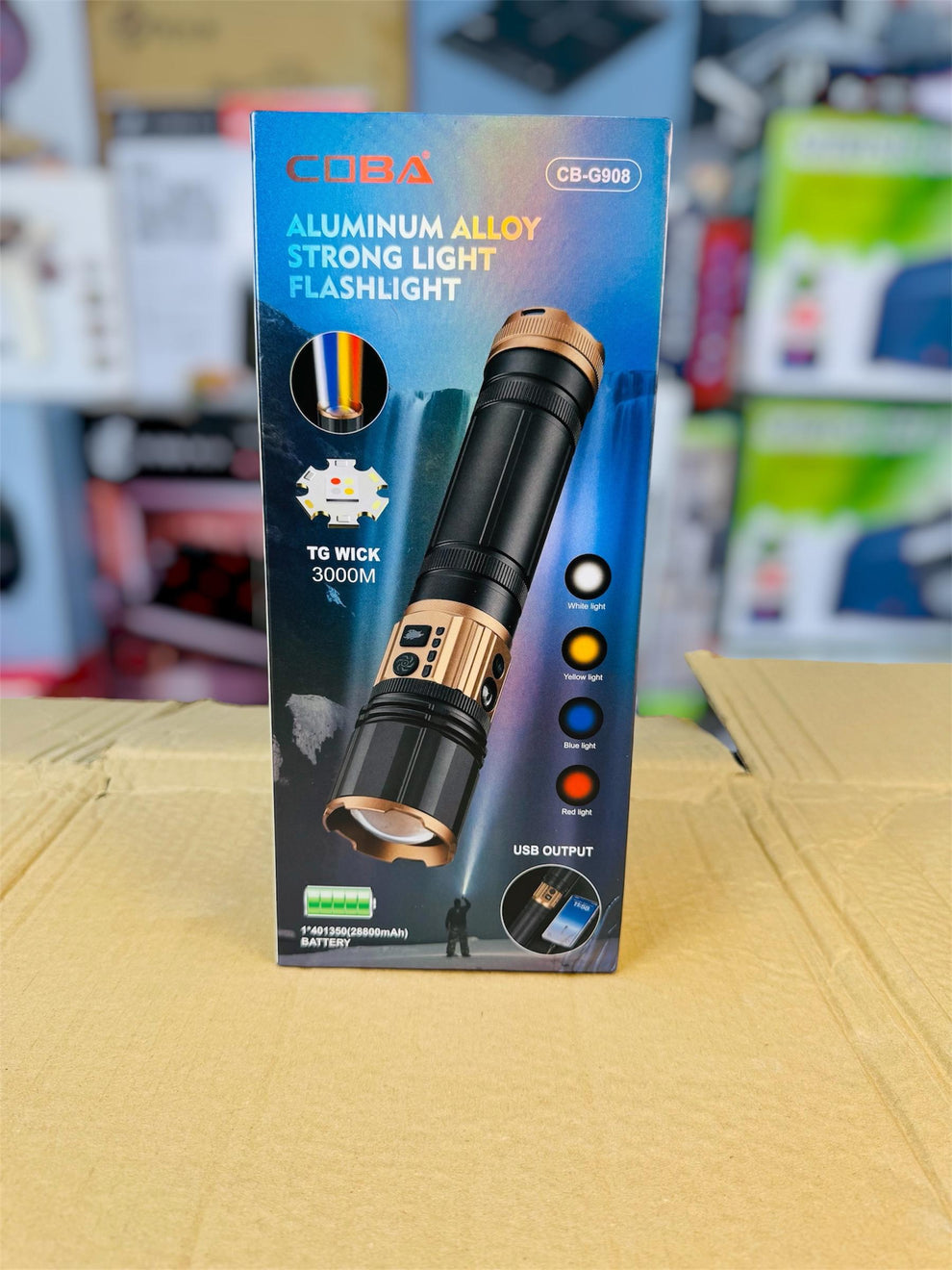 COBA Aluminum Alloy Strong Flashlight – Durable High-Power LED Torch Model CB-G908