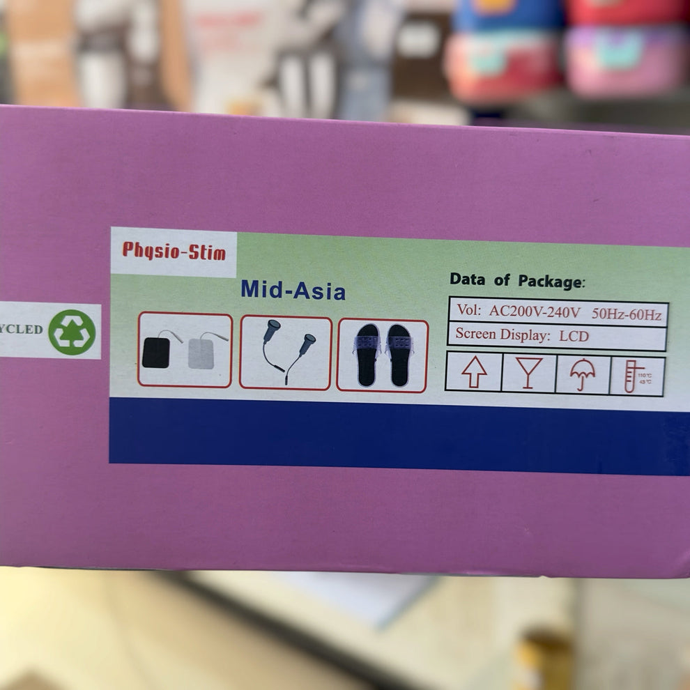 Physio-Stim KA-F25 Electronic Pulse Massager Kit - LCD Display with Pads, Slippers & Probes
