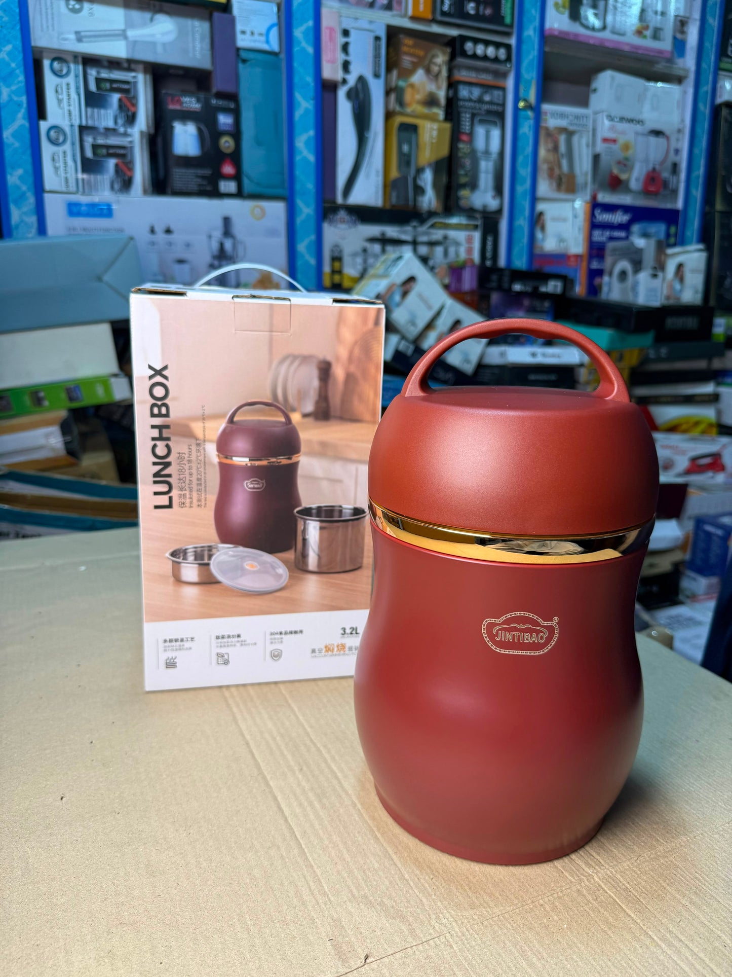 JINTIBAO 3.2L Stainless Steel Vacuum Lunch Box & Food Thermos